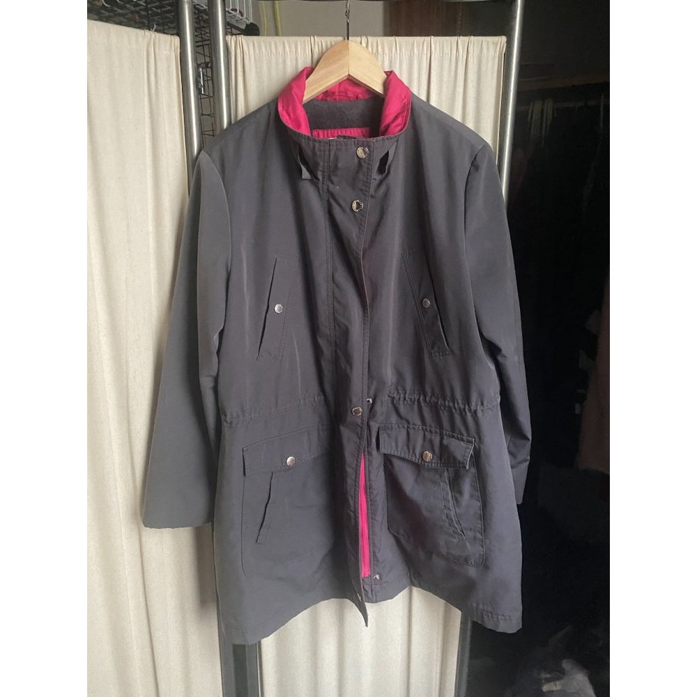 EUC Nautica Parka Grey with Pink Lining Sz XL Water Repellent Fleece Lined